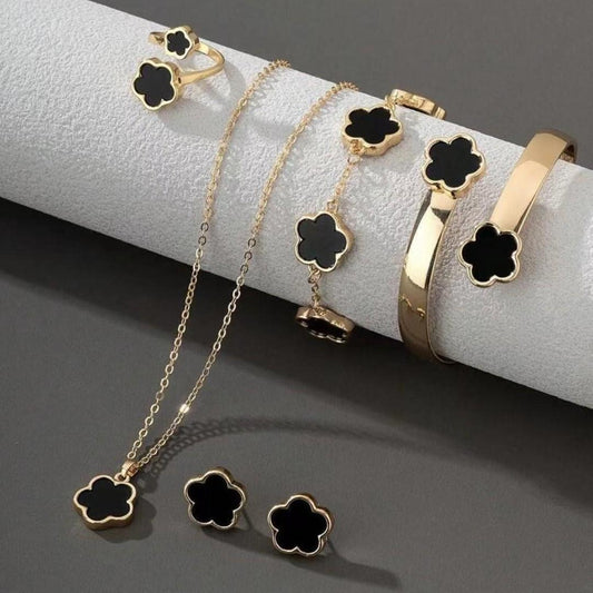 Clover Jewelry Set Black