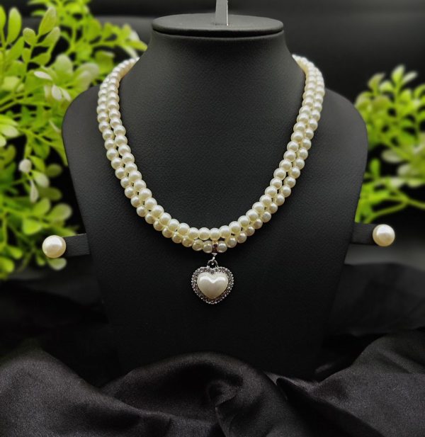 Elegant Double-strand Pearl Heart Necklace